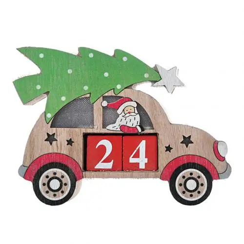 Новогоднее украшение, новогоднее, рождественское, деревянное, Санта, снеговик, автомобильный светильник, обратный отсчет, календарь для дома, подарок на рождественскую вечеринку - Цвет: Santa