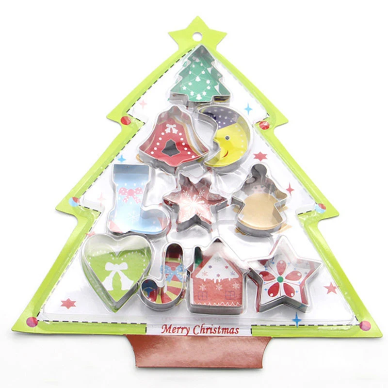 

Christmas Candy Stainless Steel Tool Set Scenario Cookie Cutter DIY Cake Biscuit Mould Baking Decorating Tools Fondant Mold Set