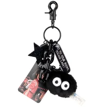 Creative Cartoon שחור פחם Elf בובת Keychain תליון אופנה נשים גברים תיק קסמי מפתח טבעת צמיג כוכב קישוט רכב מפתח מחזיק(China)