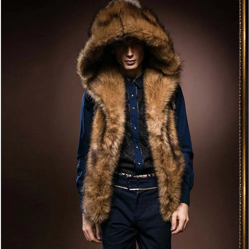 fur hooded vest