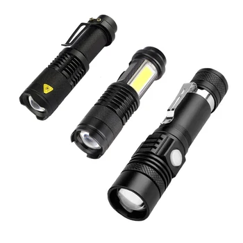 

LED Flashlight Q5 Mini LED COB T6 Flashlight 14500 Adjustable Zoom Torch USB Recharge Flash Lamp 18650 Pen Light Waterproof