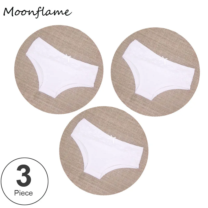 Moonflme 3 шт./лот Нижнее белье женские хлопковые трусики M L XL 86847 - Цвет: Белый