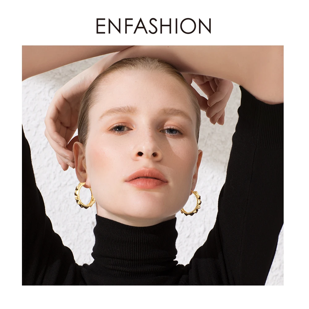 ENFASHION Панк Пирамида серьги-кольца для женщин маленький золотого цвета круглые обручи серьги Модные ювелирные изделия Aros De Moda E191102