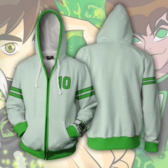 

Ben 10 Ben Tennyson Cosplay Costume Ben 10 Hoodies 3D Printed Sweatshirt Cardigan Sweater Anime Cartoon hooded sweater Jackets