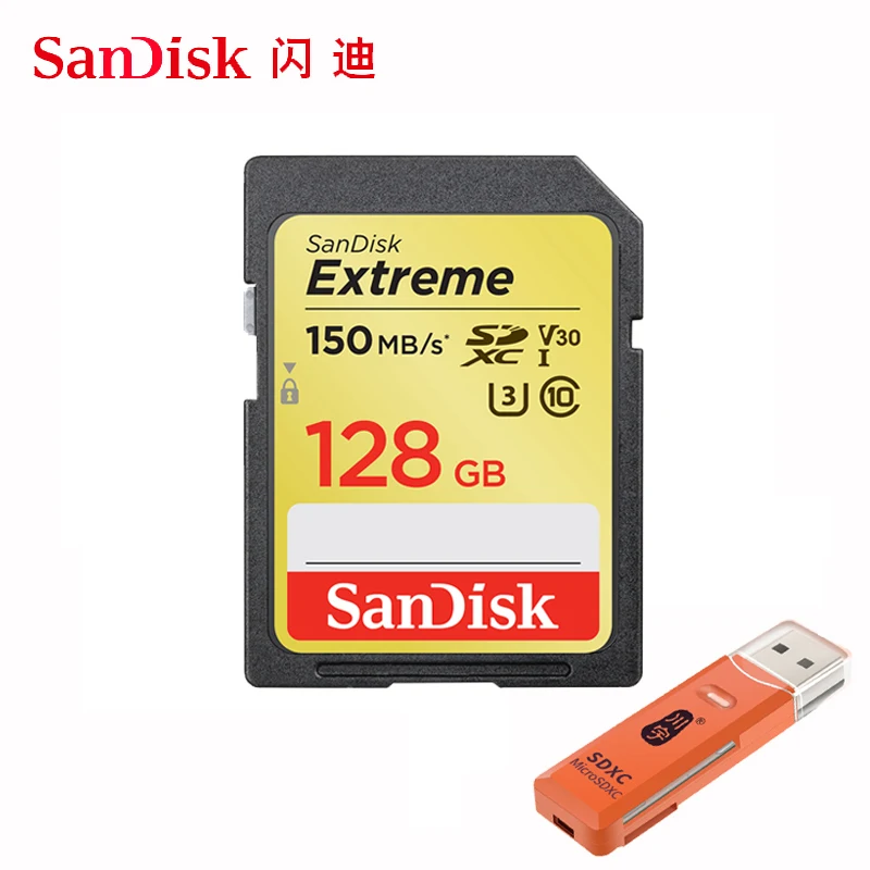 Карта памяти SanDisk Extreme SDHC/SDXC SD карта 4K UHD 32 Гб 64 128 ГБ C10 U3 V30 150 дюйма|Карты памяти| |