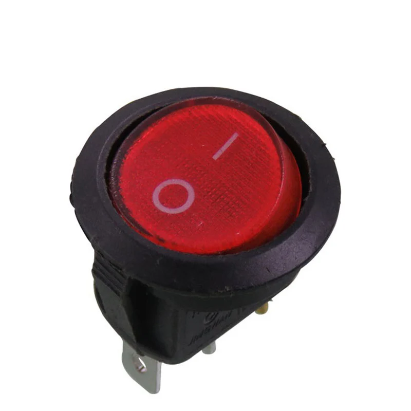 Interruttore Bilanciere Rotondo 6 Pin - ON-OFF-ON, 250V 6A, Rosso, Per Montaggio A Scatto