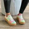 Women's Multi Color Sneakers 2025 New All Season Thick Bottom Ladies Lace Up Comfy Vulcanized Shoes Fashion Large-Sized Flats 3