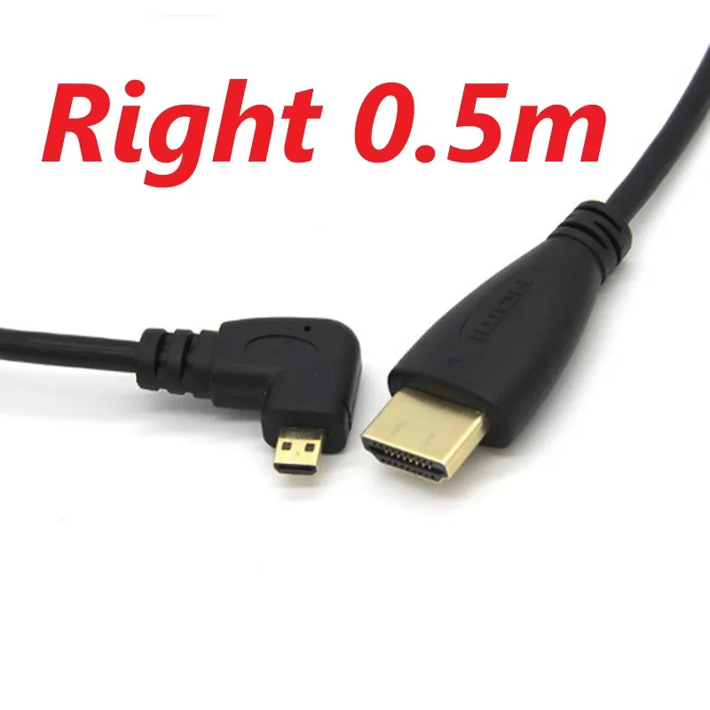 10 шт. микро HDMI кабель угол 90 градусов микро HDMI к HDMI кабель для цифровой камеры и телефонов планшетов - Цвет: Right 0.5m