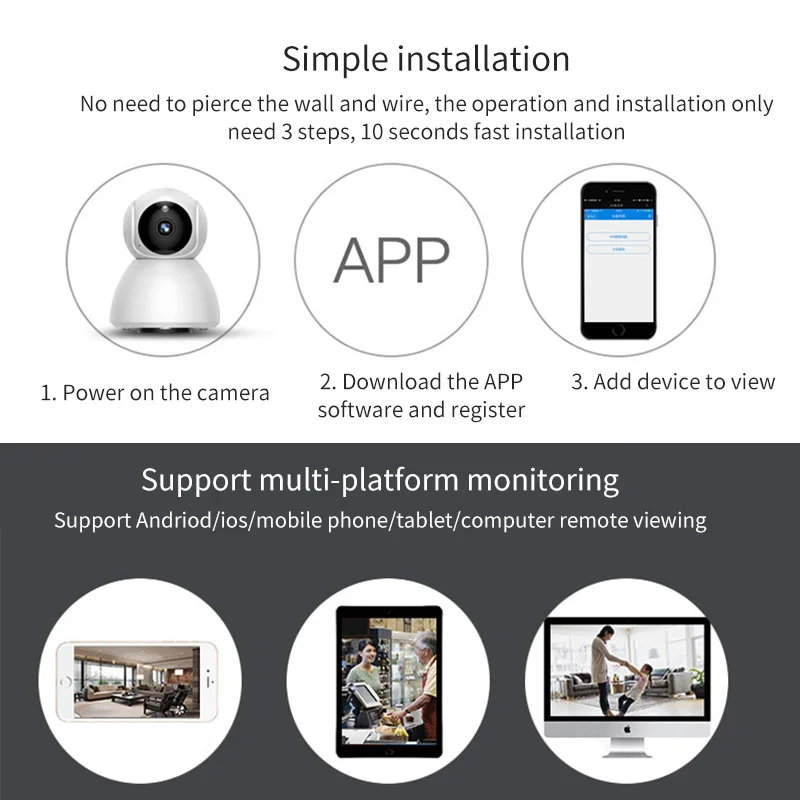 IP камера видеонаблюдения 720P Wi Fi с автослежением|Компактные видеокамеры| |