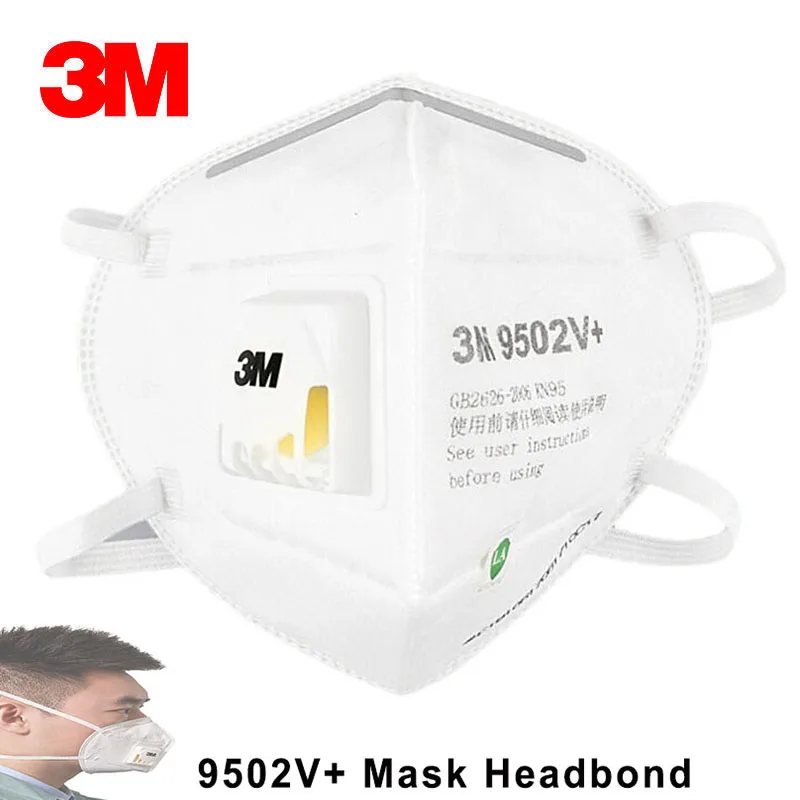 3M Mask 9502V+ KN95 Head-mounted With Valve Particulate Dust Respirator Anti-haze Protective Reusable Masks Original Mascarilla |