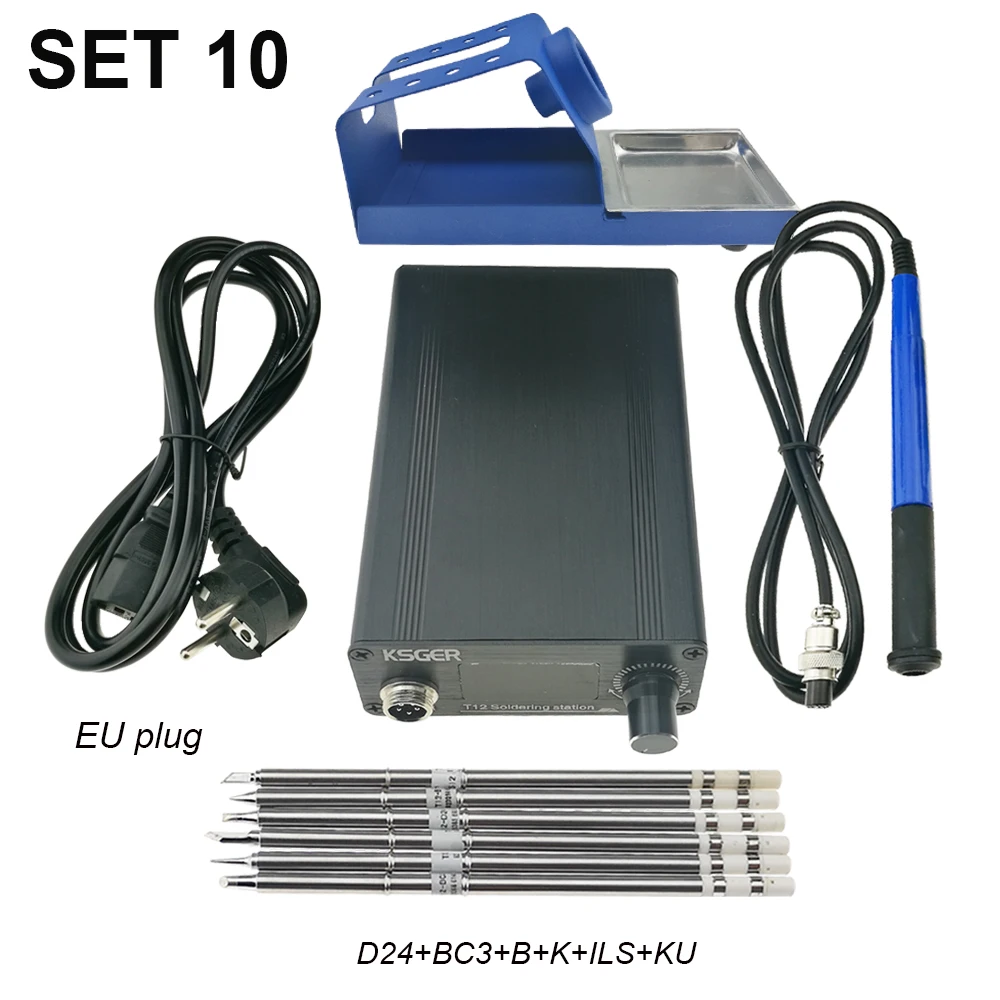 SET 10 KSGER Новое поступление русские V3.1S T12-K, BC2, BC3, ILS, D24, B, KU ПАЯЛЬНЫЕ НАКОНЕЧНИКИ STM32 OLED T12 паяльная станция подарок для мальчика - Цвет: SET 10