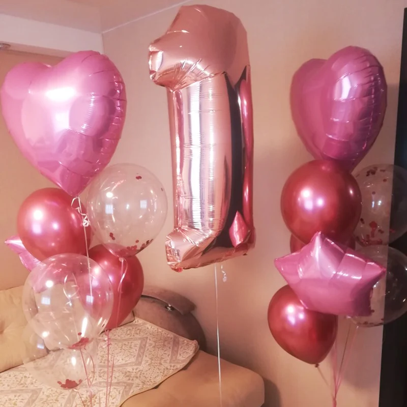 40 дюймов номер 1 фольгированные шары 1-й День рождения воздушные шары для украшения вечеринок детский душ мальчик воздушные шарики для девочек гелиевые шары 1 год поставки