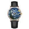 Nouvelle mode femmes montre haut marque Van Gogh ciel étoilé hommes montres bracelet en cuir Quartz horloge Couple cadeau Reloj Mujer Hombre montre femme 2022 montre femme marque de lu robe de soiree montres homme ► Photo 1/6