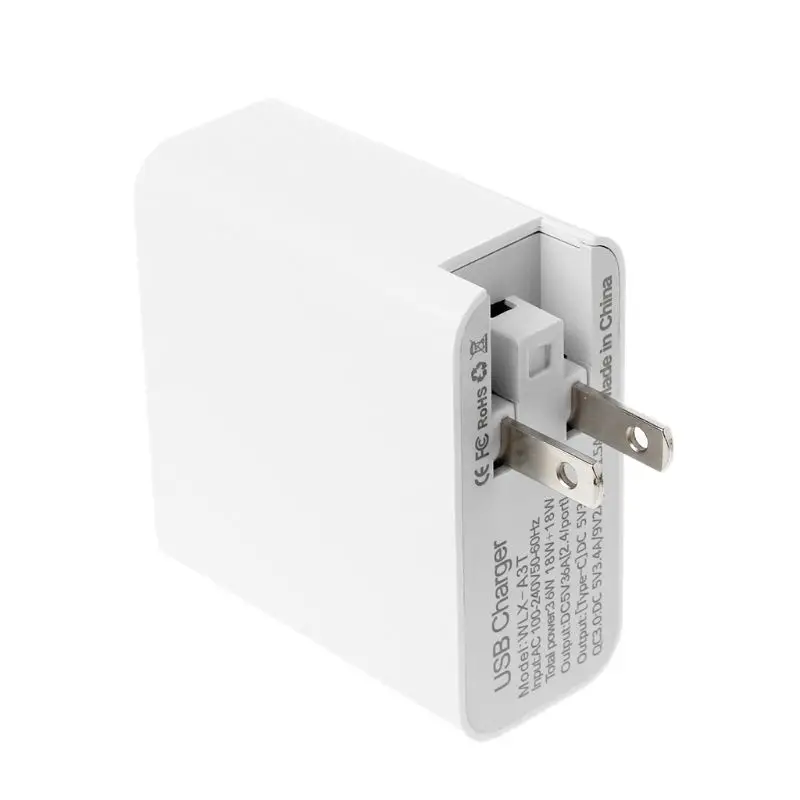 18W Quick Charge 3.0 3x USB QC3.0 Fast Charger Type C Wall Charger Power Adapter for iPhone Samsung Xiaomi Huawei Mobile Phone T