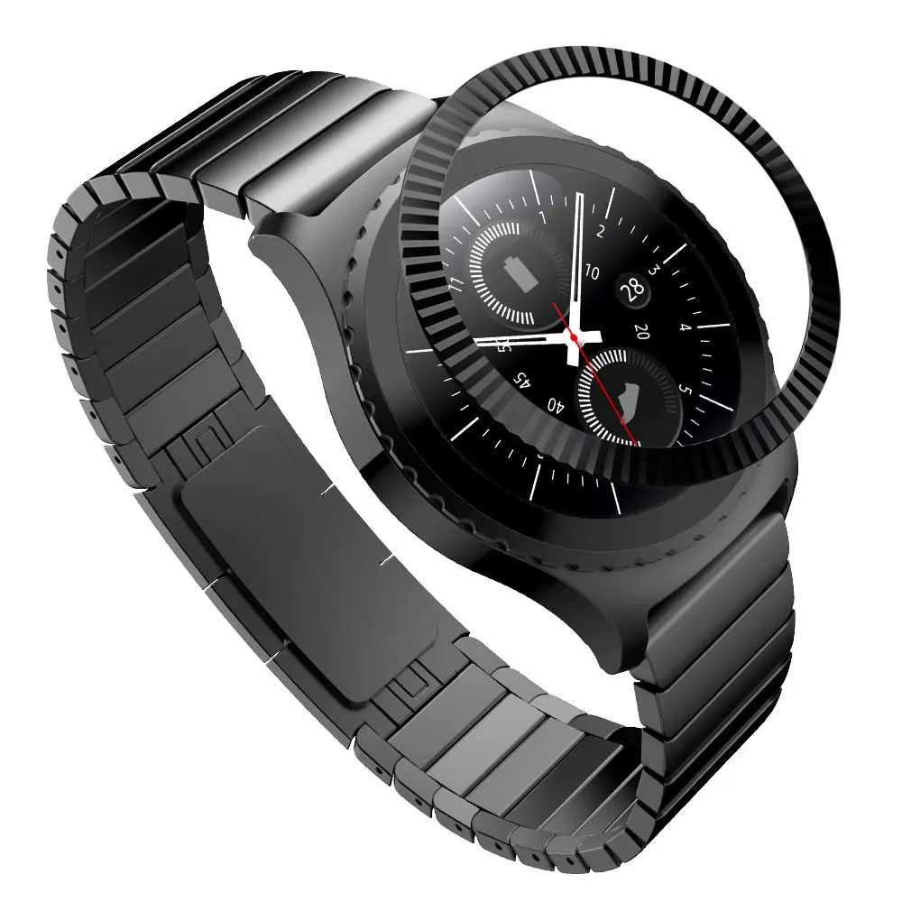 Металлический ободок для samsung gear S2 Classic для samsung S2 SM-R720 Спортивная клеющаяся крышка ремешок аксессуары 46/42 - Цвет: gear S2 Classic CBk