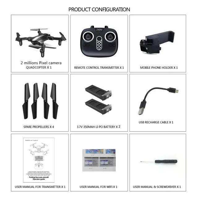Foldable RC Mini Drone With Camera HD RC Helicopter With WiFi RTF RC Quadcopter With Headless Mode High Hold Toys For Kids#E - Цвет: Silver 200W Camera2B