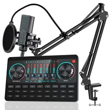 Ensemble de microphones pour Podcast et mixeur Audio, carte son en direct avec Interface Audio, carte son, Kit d'équipement pour DJ de Studio multicanal 