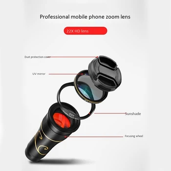 

22X Zoom Lens Phone Camera Lens HD Monocular Telescope Portable Stand Tripod Telescope for Smartphone