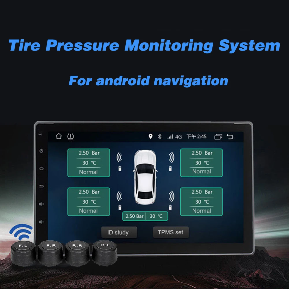Профессиональная система контроля давления в шинах для Android навигации с 4 внешними датчиками дисплей в реальном времени