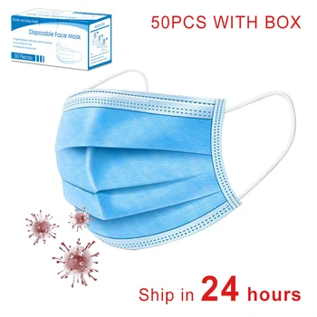 

3-layer protective masks non-woven disposable face mask anti-bacterial anti-fog respirator mouth mask adult breathable face mask