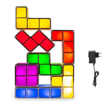 

DIY Tetris Puzzle Night Lights 7 PCS LED Colorful Module Lamp Neon Decor Desk Lantern For Children' s Gift Novelty Toy