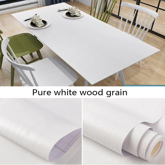 DIY Wood Grain Wallpaper for Kitchen Films Reconditioned Clothes Closet Closet Door Furniture for Home Office Decor Wall Sticker Wood grain white