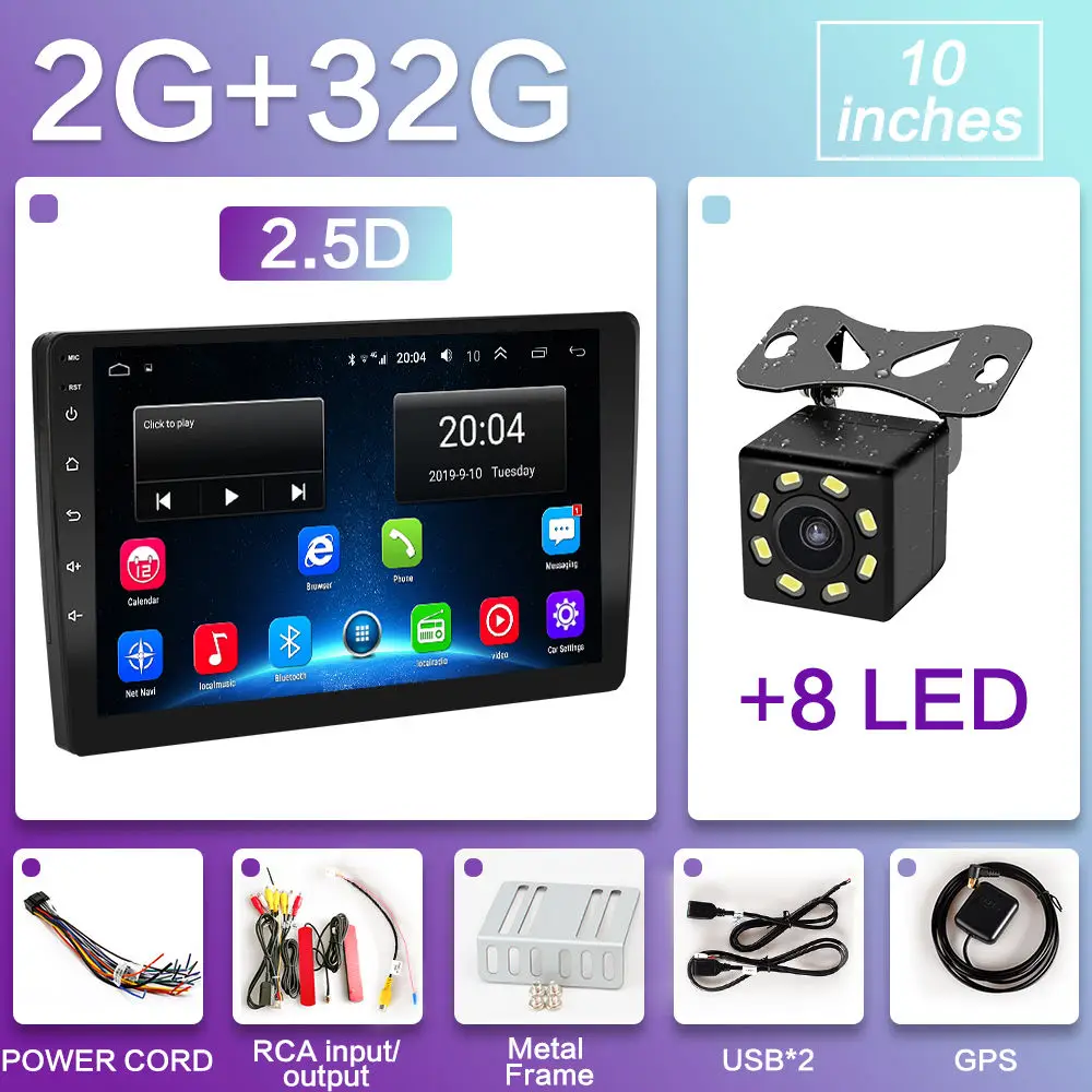 1001-4G-SIM-8LED 2din Android 8,1 стерео плеер Автомобильный Радио для LADA hyundai Kia " 10" универсальный хост автомобильный Радио навигатор 4G WiFi SIM держатель для карт - Цвет: 1001-4G-SIM-8LED