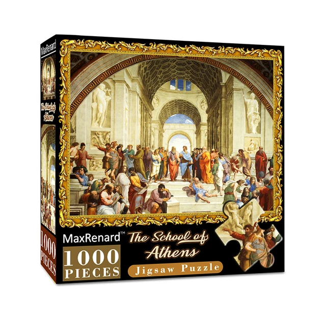 MaxRenard Puzzle 1000 Pieces Adult Puzzle Jigsaw 50*70cm Noble Deer Family Assembling Animal Photos Puzzles Toys for Adults The School of Athens