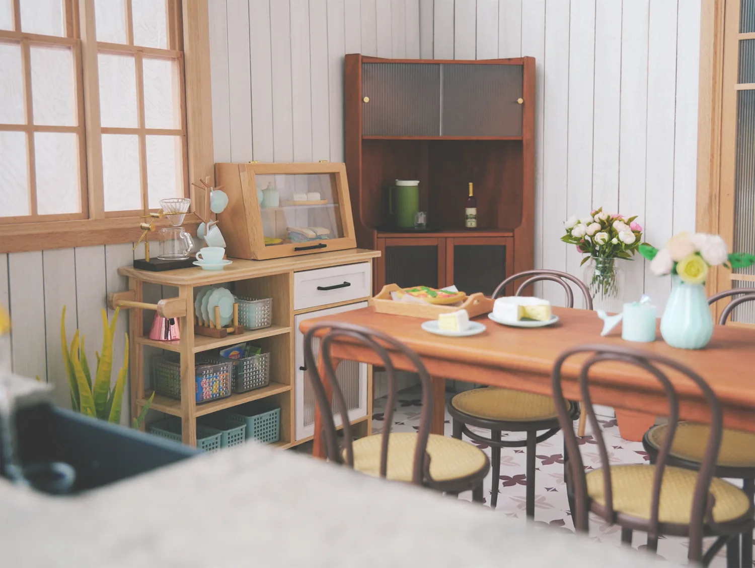 2PCS/Set 1:12 Miniature Storage Basket Inns Style Basket for Blyth Barbies OB11 1/6 BJD Dollhouse Furniture Decor Accessories 3