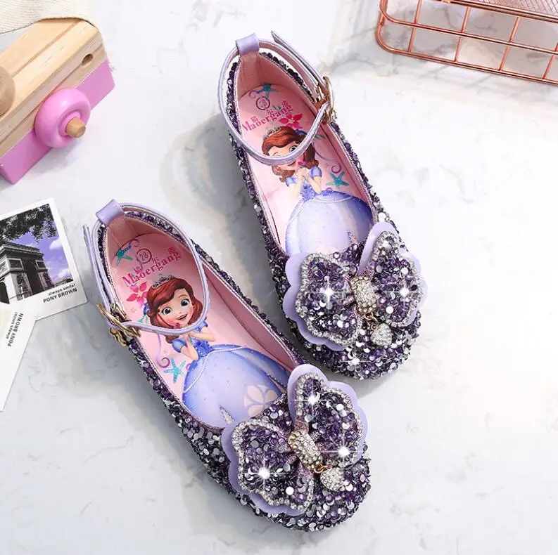 Модная кожаная обувь для девочек; блестящая обувь с блестками для девочек; сезон весна-осень; детская обувь принцессы; цвет розовый, серебристый, золотистый - Цвет: as pictures