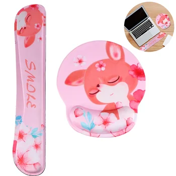 

1 Set Keyboard Mouse Hand Cushion Memory Foam Wrist Pad Mouse Pattern Slow Rebound Hand Fatigue Relieve Mat (Pink)
