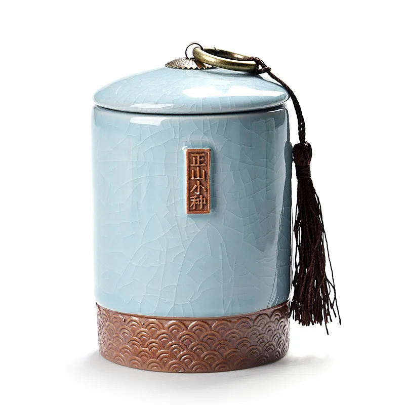 Zsxz Powder Blue Популярная Celadon банка для чая с крышкой, баночки для хранения мелких вещей, емкости для конфет, Сушеные Орехи, горшок, фарфоровые банки для еды, банка для печенья, контейнер - Цвет: Zsxz Powder Blue