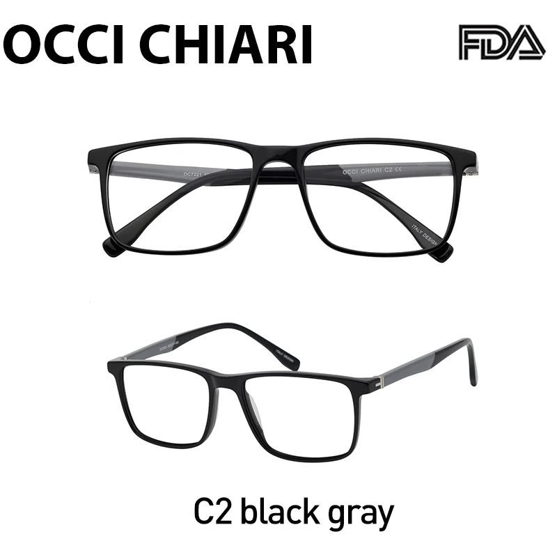 C2 Gray OCCI CHIARI мужские очки оправа компьютерные очки Ретро близорукость рецепт сверхлегкие прозрачные линзы оптические очки OC7233 - Цвет оправы: C2 Gray