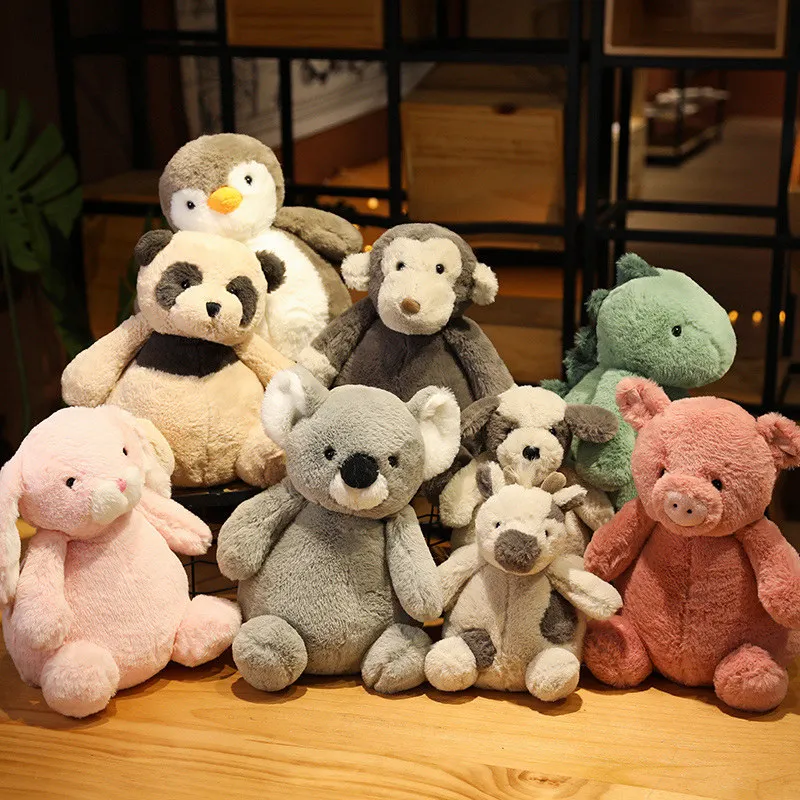 25/35cm Cute Ins Animals Plush Toys Lovely Monkey Penguin Dinosaur Koala Rabbit Plushie Dolls Comfortable Pillow for Baby Girls | Игрушки и