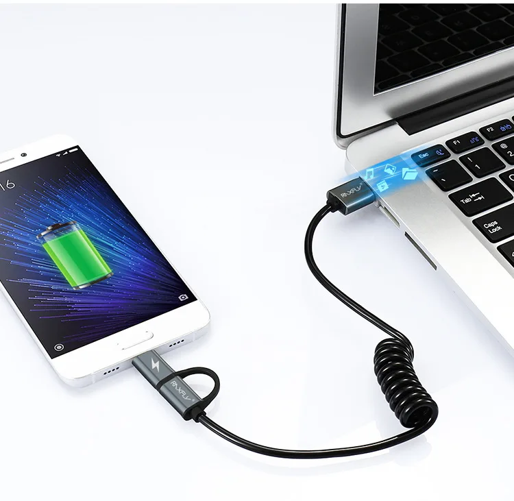 JIANHAN USB кабель для передачи данных для мобильного телефона QC 3,0 кабель для быстрой зарядки Micro поворотов type-C разъем двойного назначения