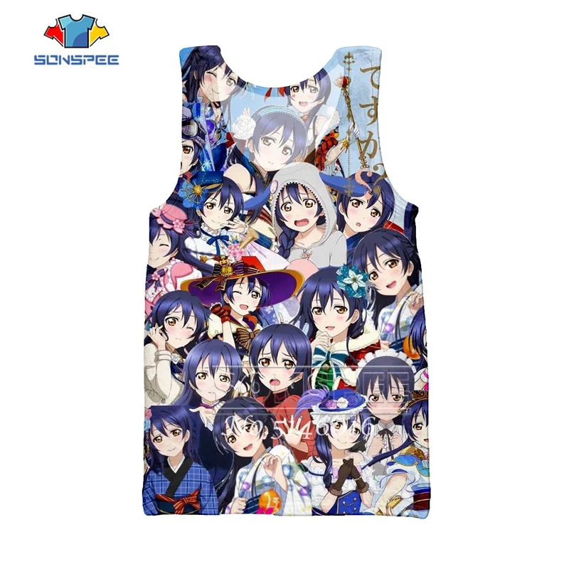 08 SONSPEE Novelty Streetwear Men Casual sleeveless top Anime Funny 3D Printing Harajuku Tank Pullover Summer Unisex Vest t436 - Цвет: 08