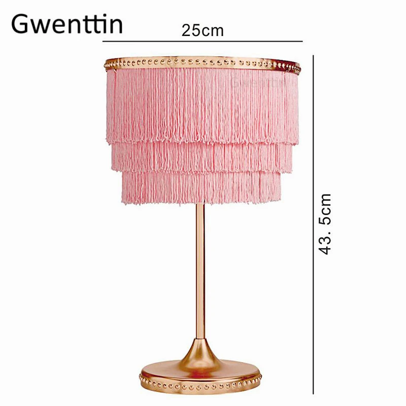Современная розовая шелковая нить настольные лампы для гостиной спальни прикроватная настольная лампа скандинавского дизайна настольная Светодиодная лампа светильники для дома деко