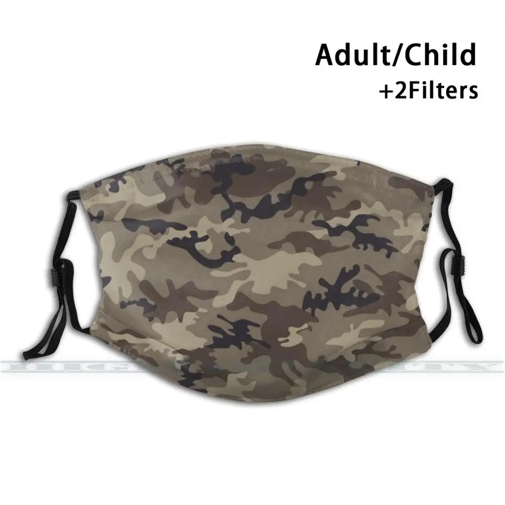 Коричневая Военная моющаяся многоразовая Ультрамодная маска для лица с фильтром