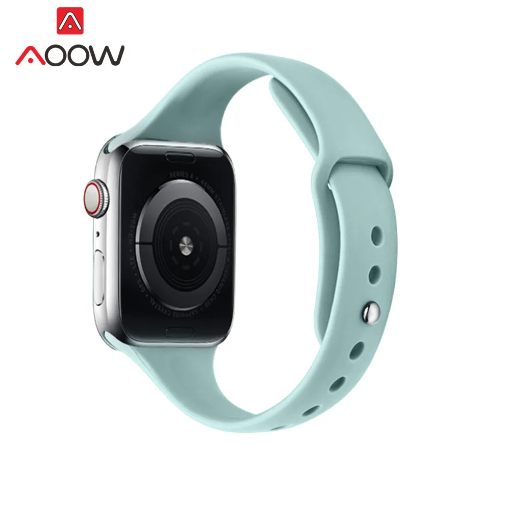 Мягкий силиконовый сменный спортивный ремешок для часов Apple Watch 38 мм 42 мм 40 мм 44 мм браслет ремешок аксессуары для iwatch 4 3 2 1 - Цвет ремешка: Turquoise