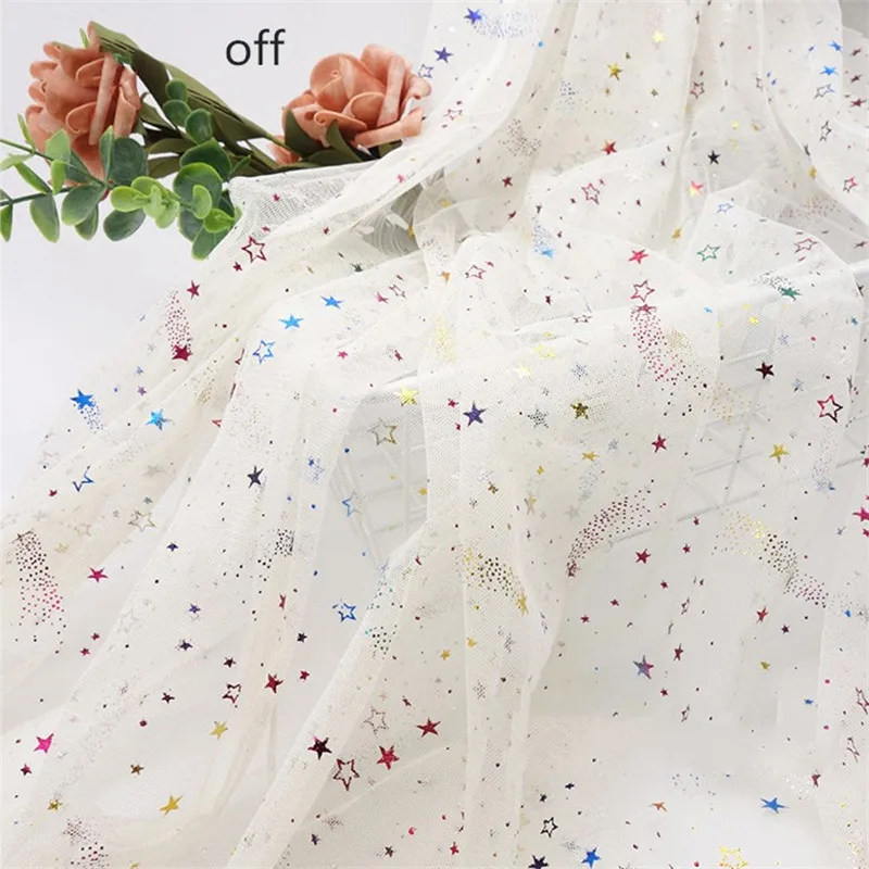 1,6*1 м семицветный Метеор блесток фабричное кружево принцесса юбка свадебное платье вечерние украшения Рождественский Декор кружевная ткань - Цвет: off