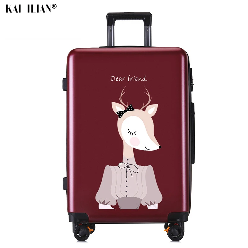 ABS + PC чемоданы на колесах для студентов путешествий 20-дюймовые с мультяшными