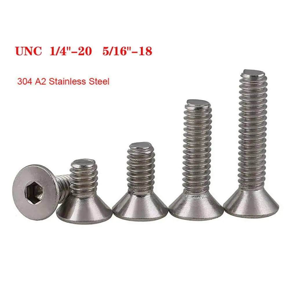 2 шт 5 1/4 " 20 5/16" 18 Шестигранная розетка потайные винты UNC 304 Нержавеющая плоская