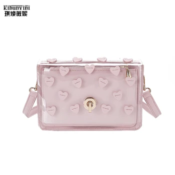 

KIHUN women fashion crossbody bag transparent bag set for girls high quality sweet heart crossbody bag shoulder messenger bag