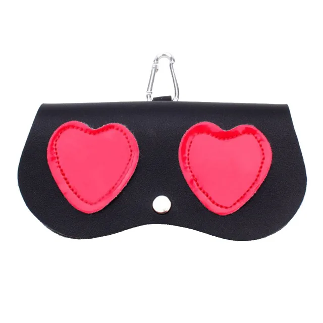 Children Cute Hard Eyeglasses Case Kids Sunglasses Box Hand Pouch for Protector Glasses Box Holder pineapple puppys print - Color: Black Heart 15.5x8
