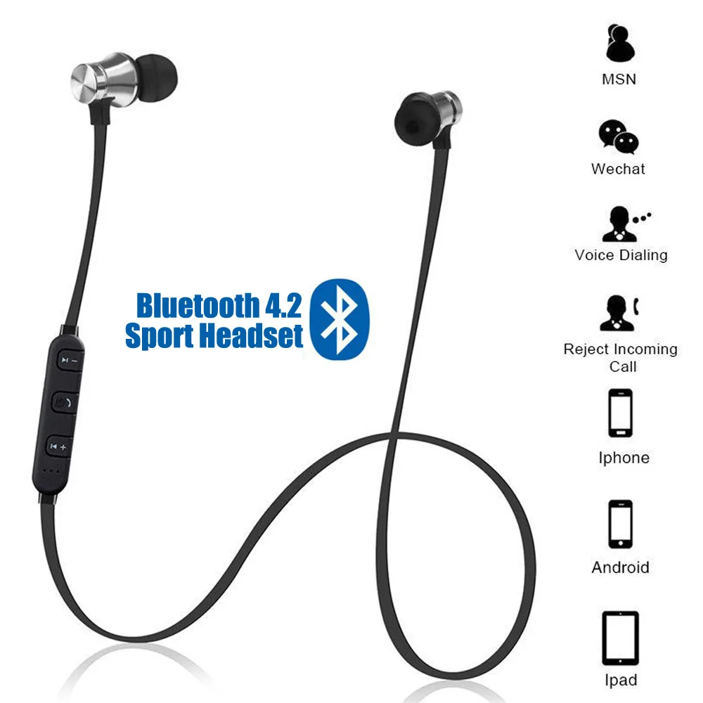 Наушники XT11 Bluetooth 4,2, беспроводные наушники, магнитные стерео наушники, спортивные музыкальные наушники, Bluetooth с микрофоном