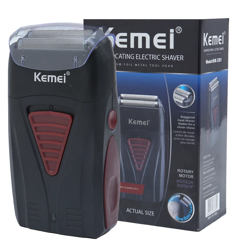 Kemei новая USB Беспроводная электрическая бритва Мужская двухсторонняя Серебряная сетка для ножей портативная дорожная мужская повседневная KM-3381