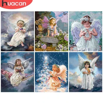 

HUACAN Paint By Number Girl Drawing On Canvas Art Gift DIY Coloring By Numbers Angel Hand Painted Paintings Kits Home Decor