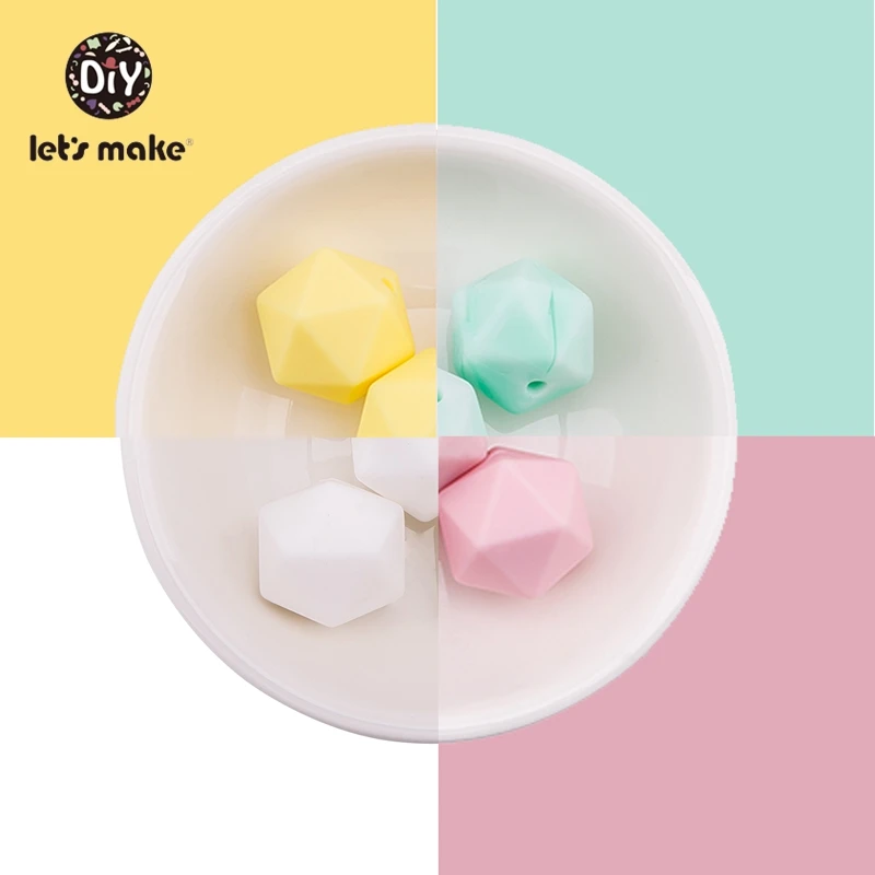 

Let’ s Make 20pc Silicone Beads Food Grade Hexagon Silicone Bead 14mm Diy Teething Necklace Pacifier Chain Bpa Free Baby Teether