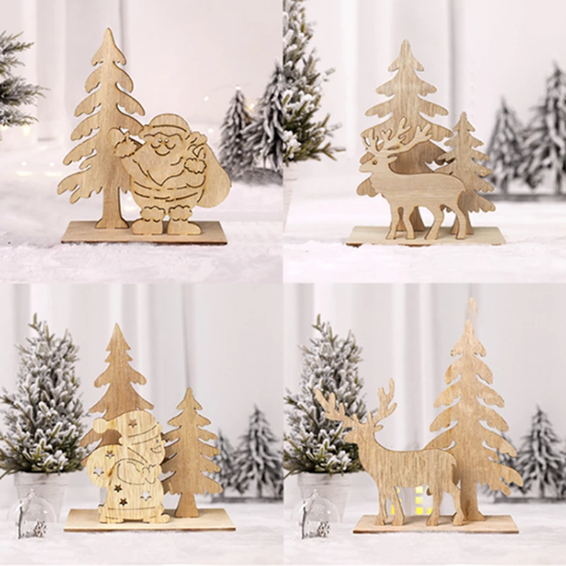 DIY деревянная новогодняя елка, мини-игрушка, новогодние вечерние украшения для дома, рождественские украшения, маленькие елки, сосны, деревенские, Noel