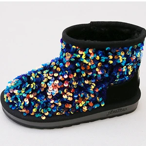 colorful Claladoudou, 14,5-19 см, брендовая зимняя обувь с блестками для малышей, резиновые сапоги для девочек, детские зимние сапоги для мальчиков - Цвет: colorful